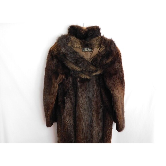 Real Beaver Fur Full Length Coat w/ Hood Evans Collection *See Measurements* - Picture 6 of 16